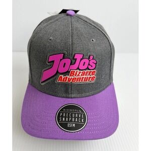JoJo's Bizarre Adventure Snapback Hat Gray Purple OSFM Bioworld NWT
